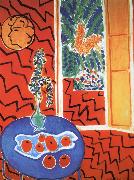 Red background blue table Henri Matisse